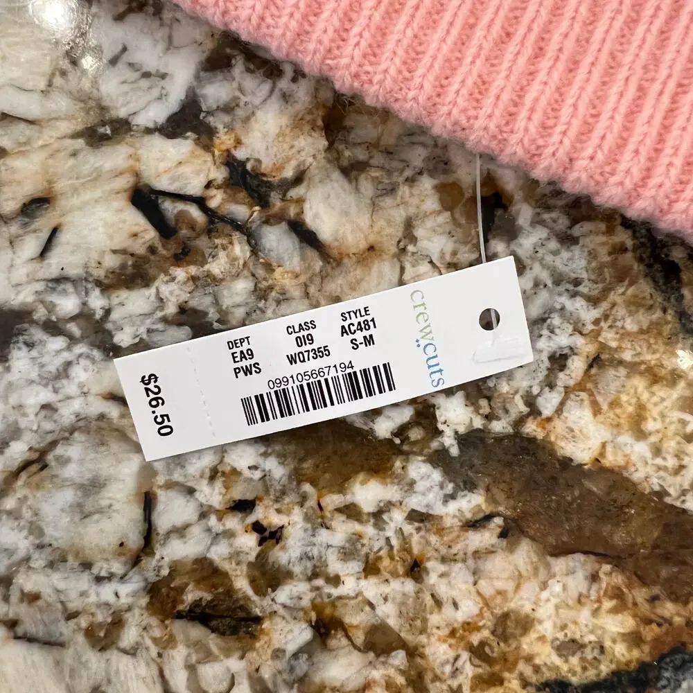 NWT J. Crew Girls' Pink W/Ivory Stars Knit Hat/Beanie